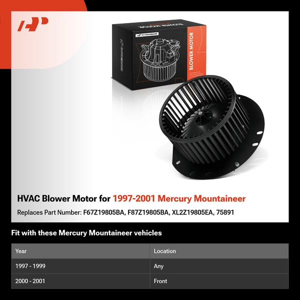 HVAC Blower Motor for 1997-2001 Mercury Mountaineer