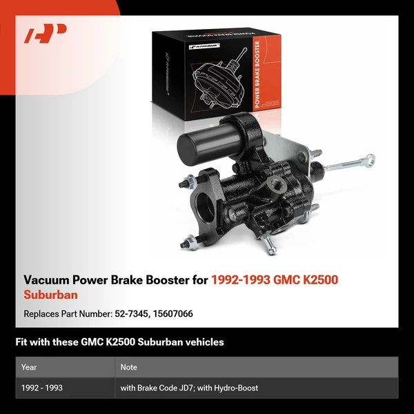 Vacuum Power Brake Booster for 1992-1993 GMC K2500 Suburban