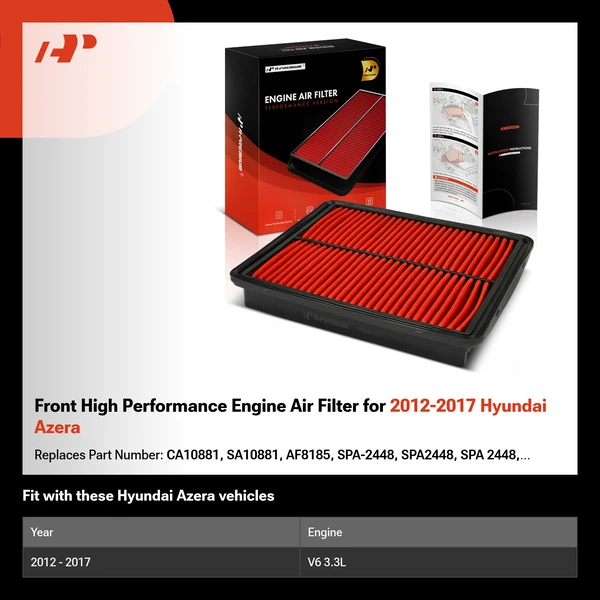 Front High Performance Engine Air Filter for 2012-2017 Hyundai Azera