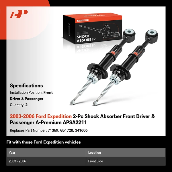 2003-2006 Ford Expedition 2-Pc Shock Absorber Front Driver & Passenger A-Premium APSA2211