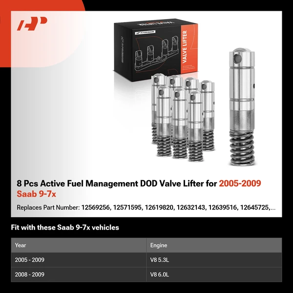 8 Pcs Active Fuel Management DOD Valve Lifter for 2005-2009 Saab 9-7x