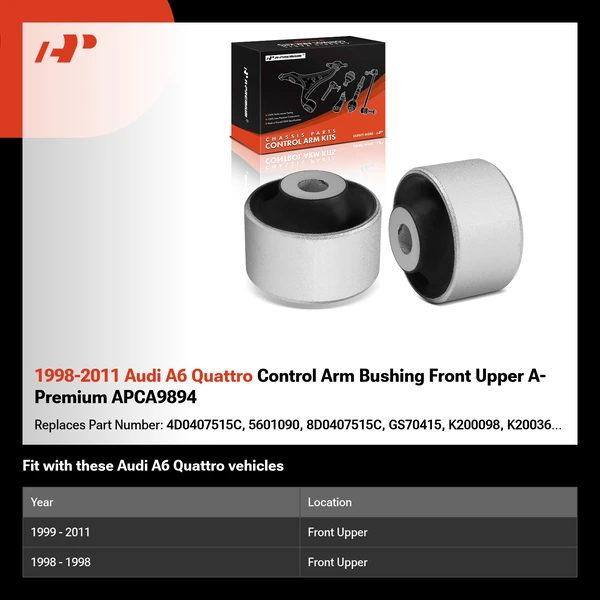 1998-2011 Audi A6 Quattro Control Arm Bushing Front Upper A-Premium APCA9894