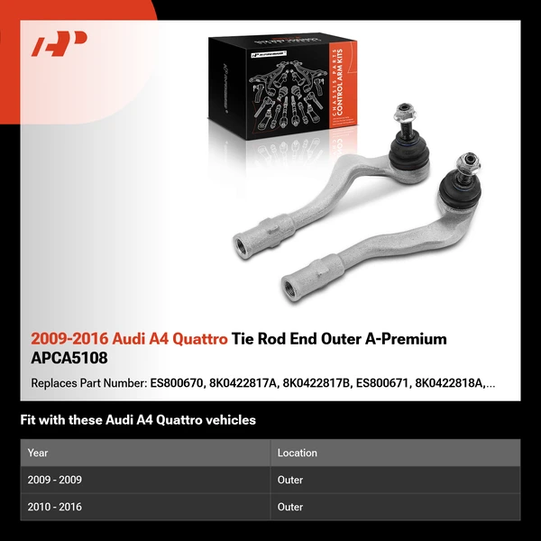 2009-2016 Audi A4 Quattro Tie Rod End Outer A-Premium APCA5108