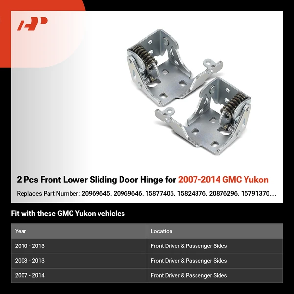 2 Pcs Front Lower Sliding Door Hinge for 2007-2014 GMC Yukon
