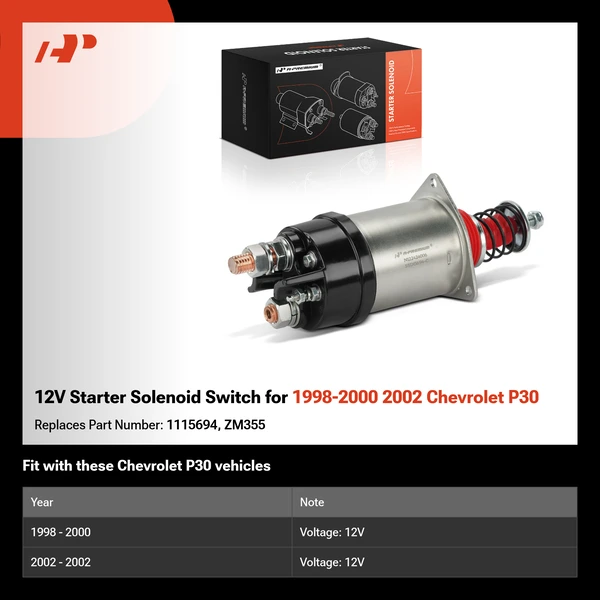 12V Starter Solenoid Switch for 1998-2000 2002 Chevrolet P30
