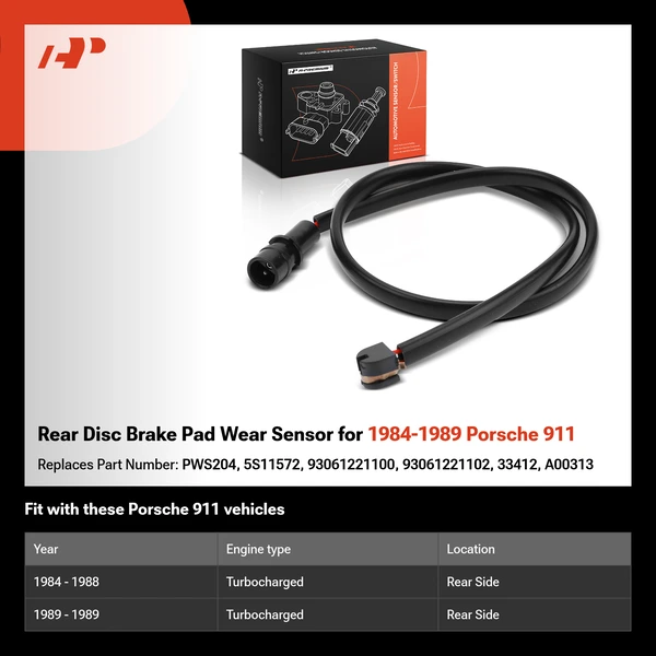 Rear Disc Brake Pad Wear Sensor for 1984-1989 Porsche 911