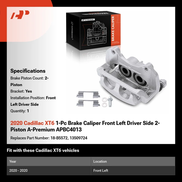 2020 Cadillac XT6 1-Pc Brake Caliper Front Left Driver Side 2-Piston A-Premium APBC4013