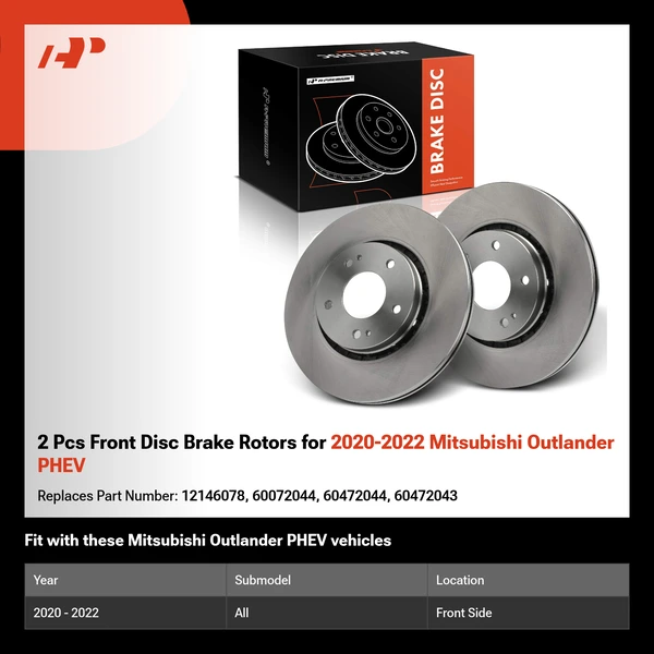 2 Pcs Front Disc Brake Rotors for 2020-2022 Mitsubishi Outlander PHEV