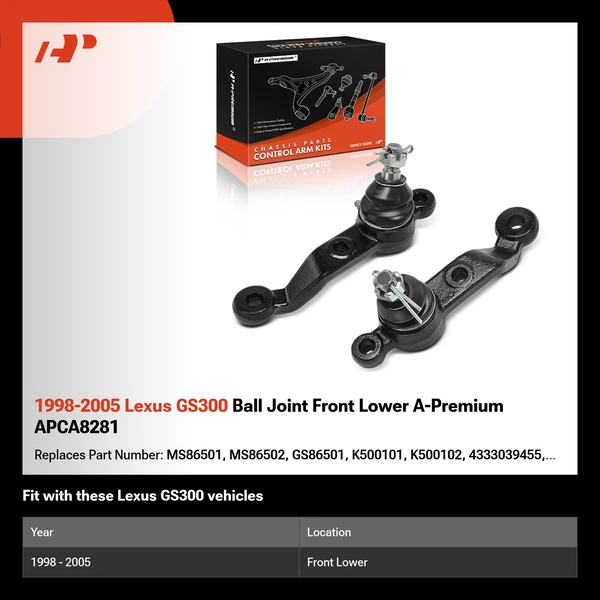 1998-2005 Lexus GS300 Ball Joint Front Lower A-Premium APCA8281