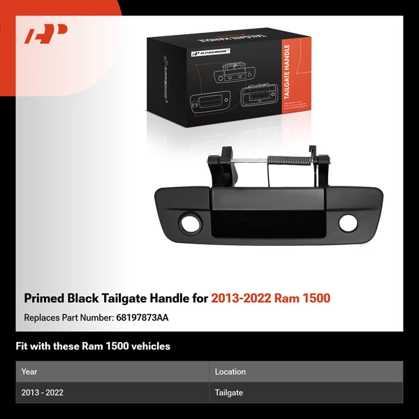 Primed Black Tailgate Handle for 2013-2022 Ram 1500