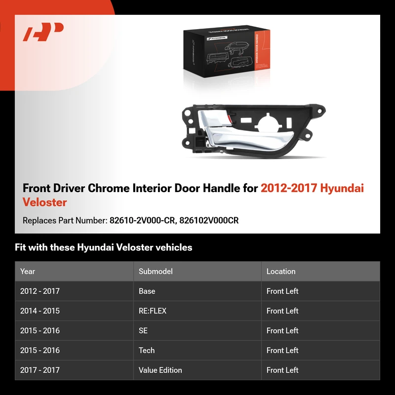 Front Driver Chrome Interior Door Handle for 2012-2017 Hyundai Veloster