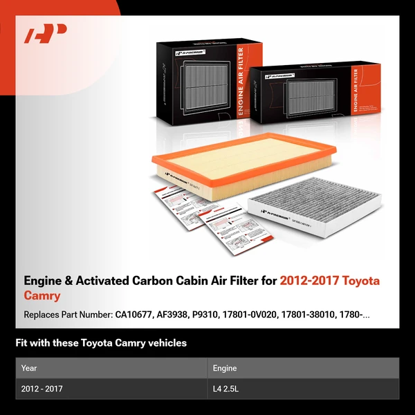Engine & Activated Carbon Cabin Air Filter for 2012-2017 Toyota Camry