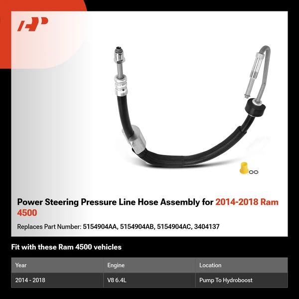 Power Steering Pressure Line Hose Assembly for 2014-2018 Ram 4500