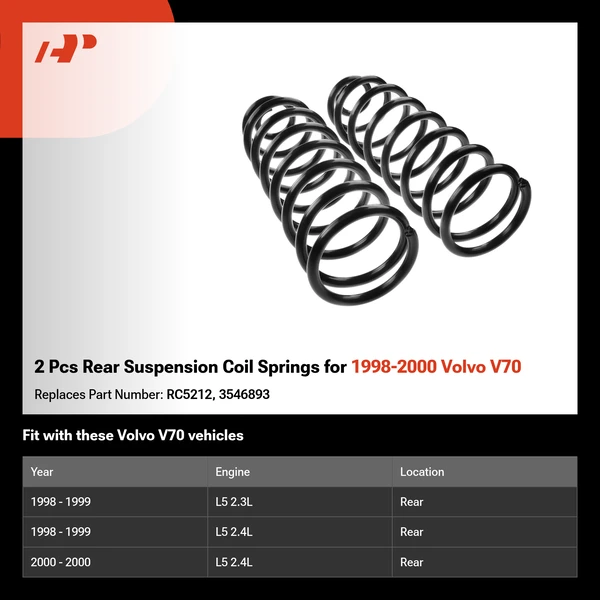 2 Pcs Rear Suspension Coil Springs for 1998-2000 Volvo V70