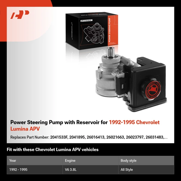 Power Steering Pump with Reservoir for 1992-1995 Chevrolet Lumina APV