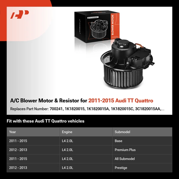 A/C Blower Motor & Resistor for 2011-2015 Audi TT Quattro