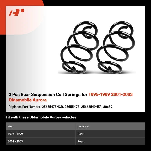 2 Pcs Rear Suspension Coil Springs for 1995-1999 2001-2003 Oldsmobile Aurora