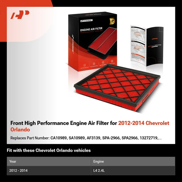 Front High Performance Engine Air Filter for 2012-2014 Chevrolet Orlando