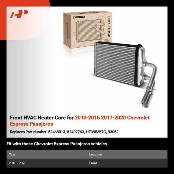 Front HVAC Heater Core for 2010-2015 2017-2020 Chevrolet Express Pasajeros