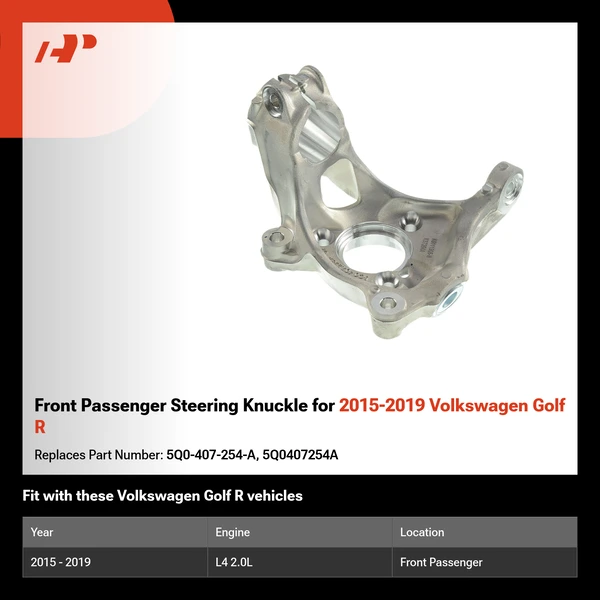 Front Passenger Steering Knuckle for 2015-2019 Volkswagen Golf R