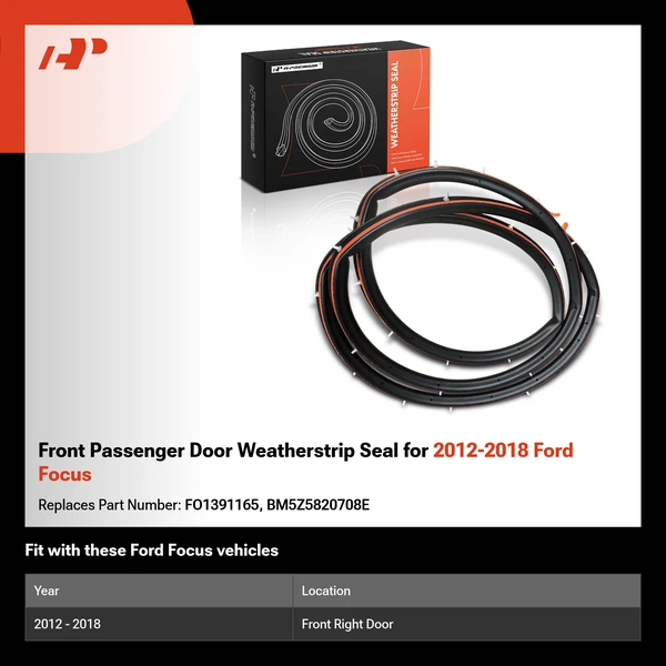 Front Passenger Door Weatherstrip Seal for 2012-2018 Ford Focus
