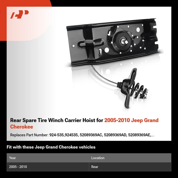 Rear Spare Tire Winch Carrier Hoist for 2005-2010 Jeep Grand Cherokee
