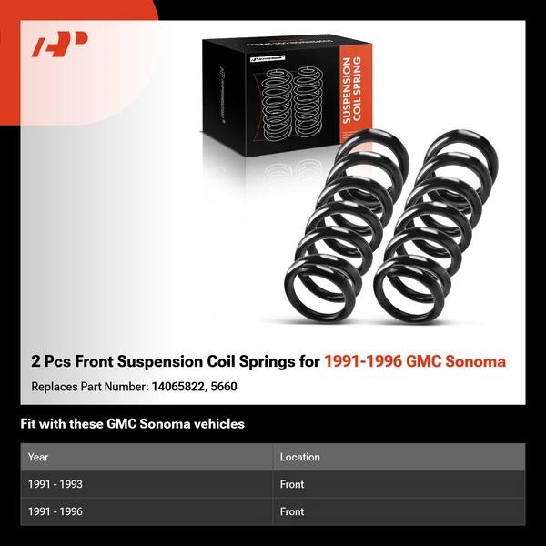 2 Pcs Front Suspension Coil Springs for 1991-1996 GMC Sonoma