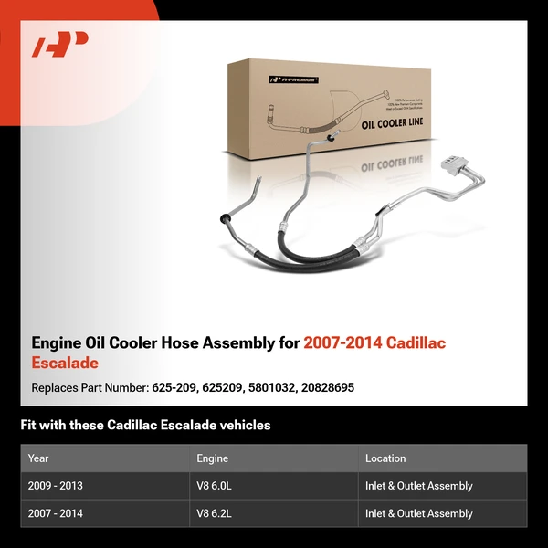 Engine Oil Cooler Hose Assembly for 2007-2014 Cadillac Escalade