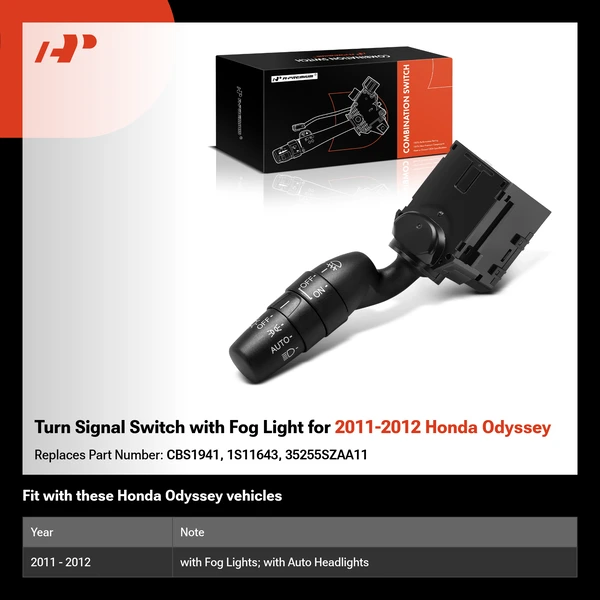 Turn Signal Switch with Fog Light for 2011-2012 Honda Odyssey