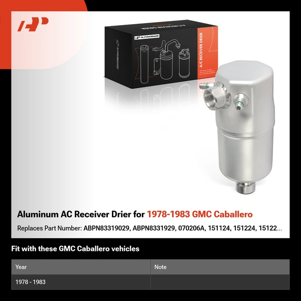 Aluminum AC Receiver Drier for 1978-1983 GMC Caballero