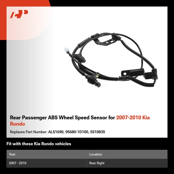 Rear Passenger ABS Wheel Speed Sensor for 2007-2010 Kia Rondo