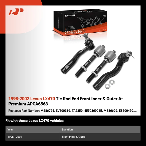 1998-2002 Lexus LX470 Tie Rod End Front Inner & Outer A-Premium APCA6568