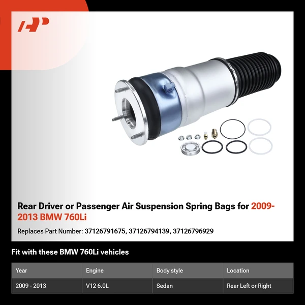 Rear Driver or Passenger Air Suspension Spring Bags for 2009-2013 BMW 760Li