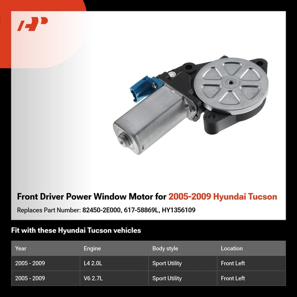 Front Driver Power Window Motor for 2005-2009 Hyundai Tucson