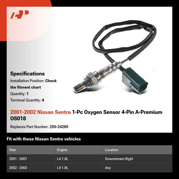 2001-2002 Nissan Sentra 1-Pc Oxygen Sensor 4-Pin A-Premium OS018