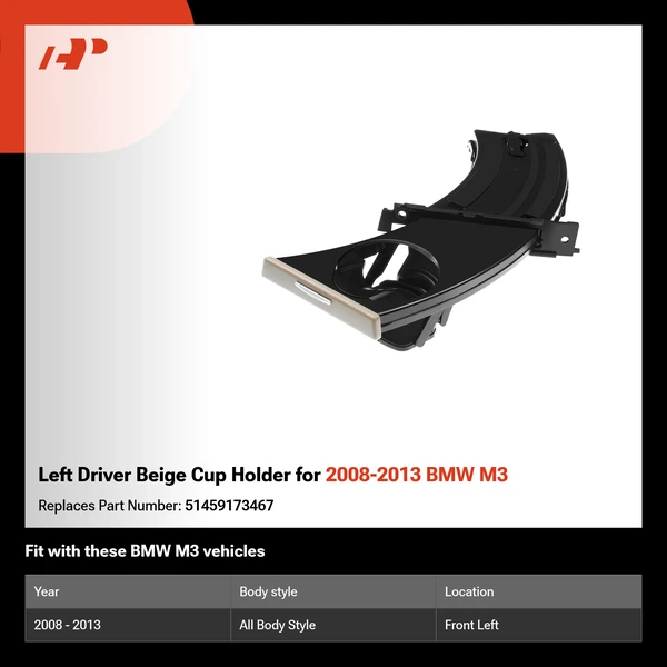 Left Driver Beige Cup Holder for 2008-2013 BMW M3
