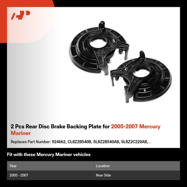 2 Pcs Rear Disc Brake Backing Plate for 2005-2007 Mercury Mariner