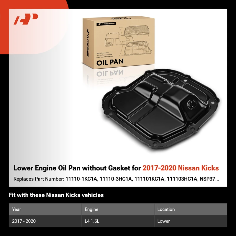 Lower Engine Oil Pan without Gasket for 2017-2020 Nissan Kicks