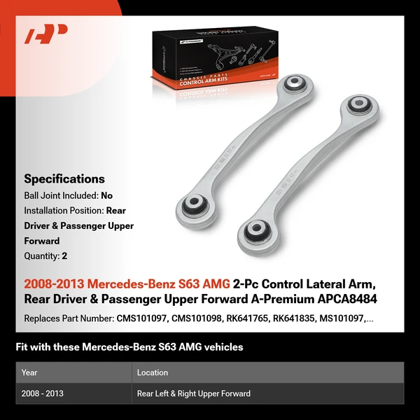 2008-2013 Mercedes-Benz S63 AMG 2-Pc Control Lateral Arm, Rear Driver & Passenger Upper Forward A-Premium APCA8484