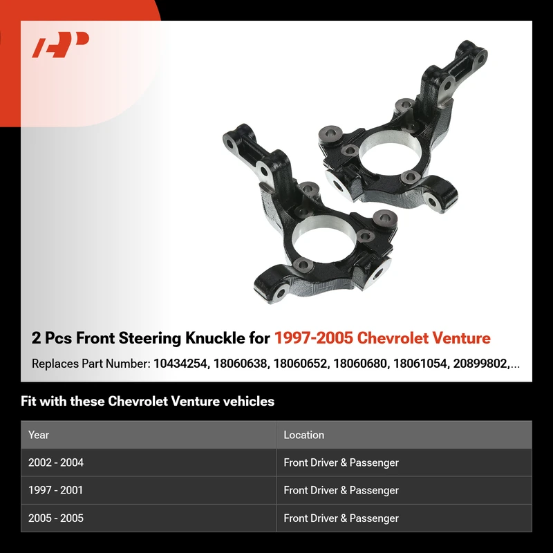 2 Pcs Front Steering Knuckle for 1997-2005 Chevrolet Venture