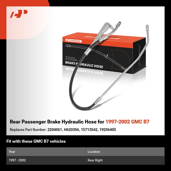 Rear Passenger Brake Hydraulic Hose for 1997-2002 GMC B7