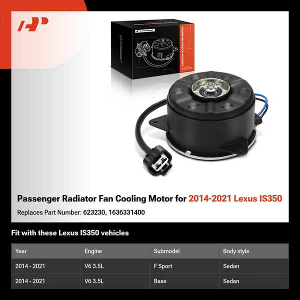 Passenger Radiator Fan Cooling Motor for 2014-2021 Lexus IS350