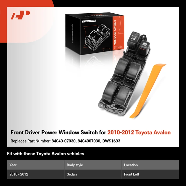 Front Driver Power Window Switch for 2010-2012 Toyota Avalon