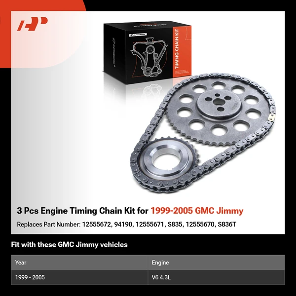 3 Pcs Engine Timing Chain Kit for 1999-2005 GMC Jimmy