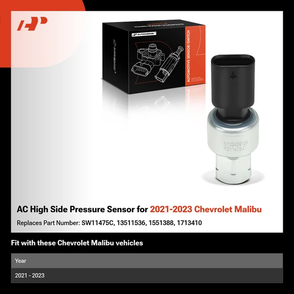 AC High Side Pressure Sensor for 2021-2023 Chevrolet Malibu