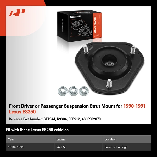 Front Driver or Passenger Suspension Strut Mount for 1990-1991 Lexus ES250