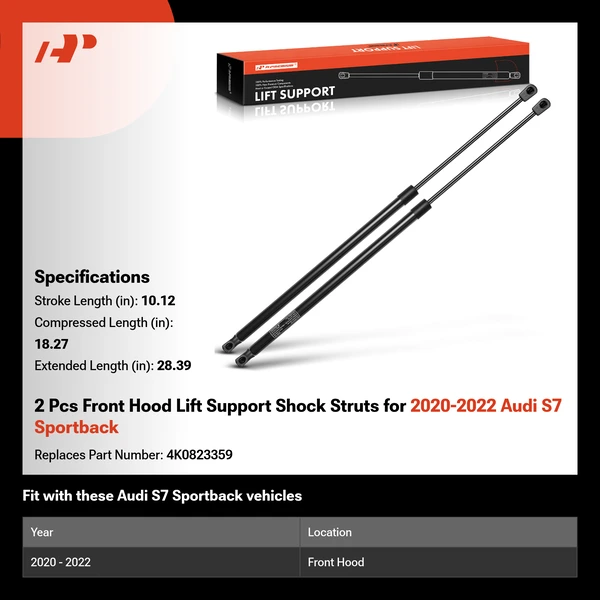 2 Pcs Front Hood Lift Support Shock Struts for 2020-2022 Audi S7 Sportback
