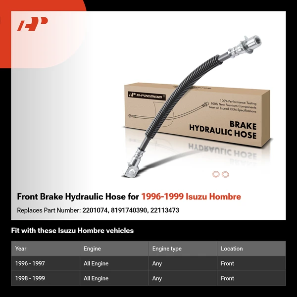 Front Brake Hydraulic Hose for 1996-1999 Isuzu Hombre