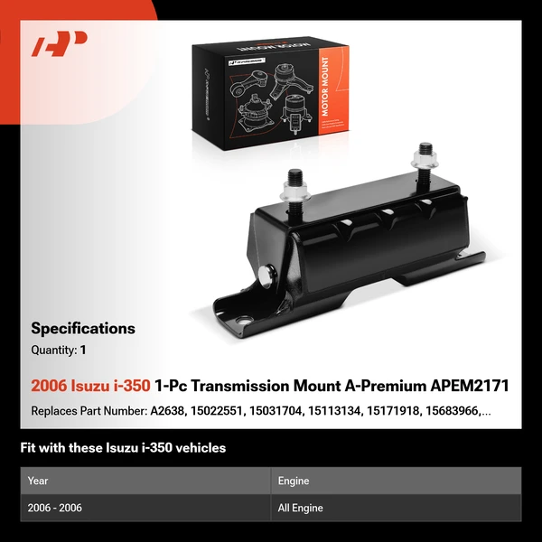 2006 Isuzu i-350 1-Pc Transmission Mount A-Premium APEM2171