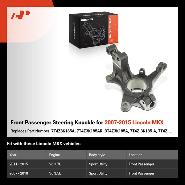 Front Passenger Steering Knuckle for 2007-2015 Lincoln MKX